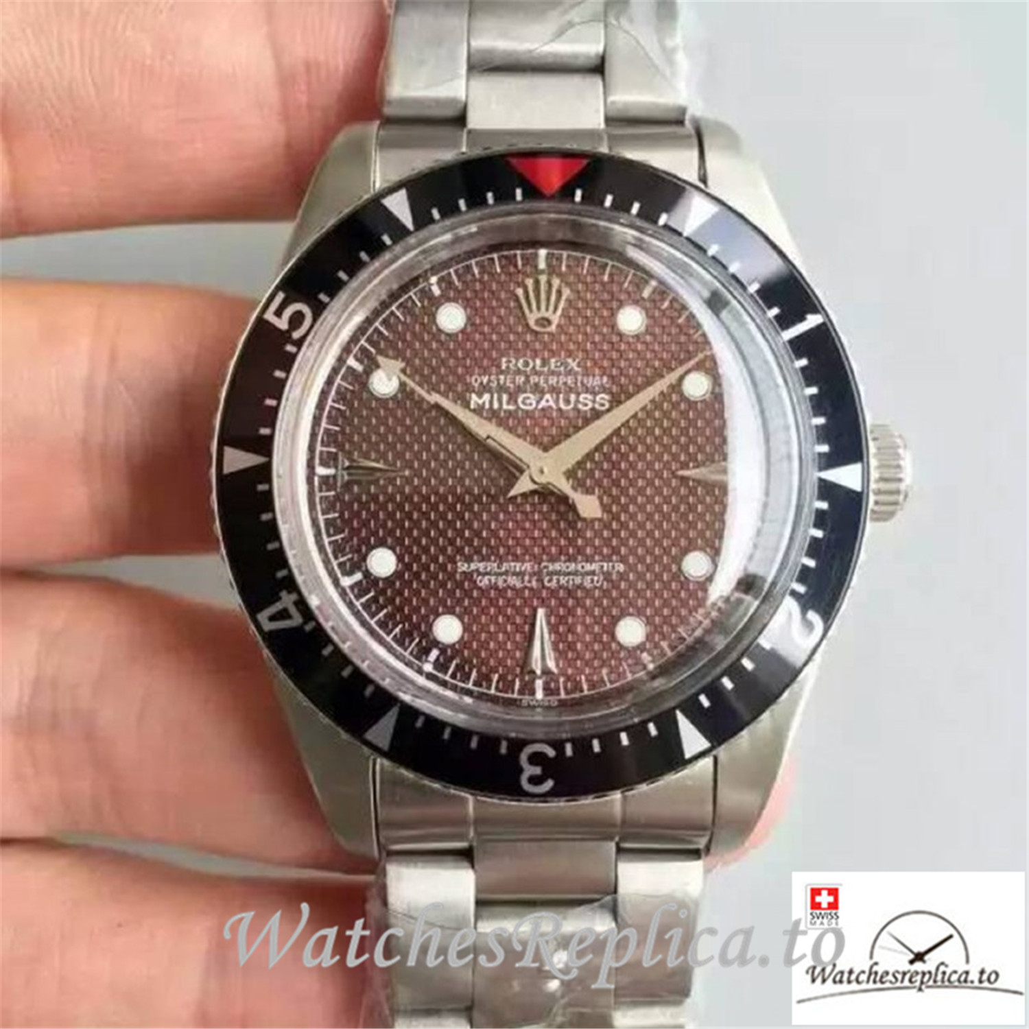 Swiss Rolex Milgauss Replica 6541 001 Stainless Steel Strap 38MM - WatchesReplica.is