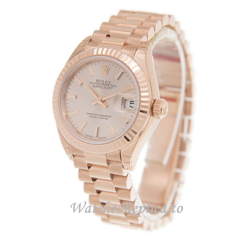 Replica Rolex Datejust 279175 28MM Rose Gold strap Ladies Watch - WatchesReplica.is