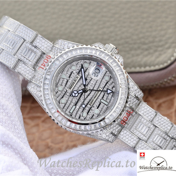 Swiss Rolex GMT-Master Replica 116769TBR-74779B White Gold and Diamonds strap 40MM - WatchesReplica.is