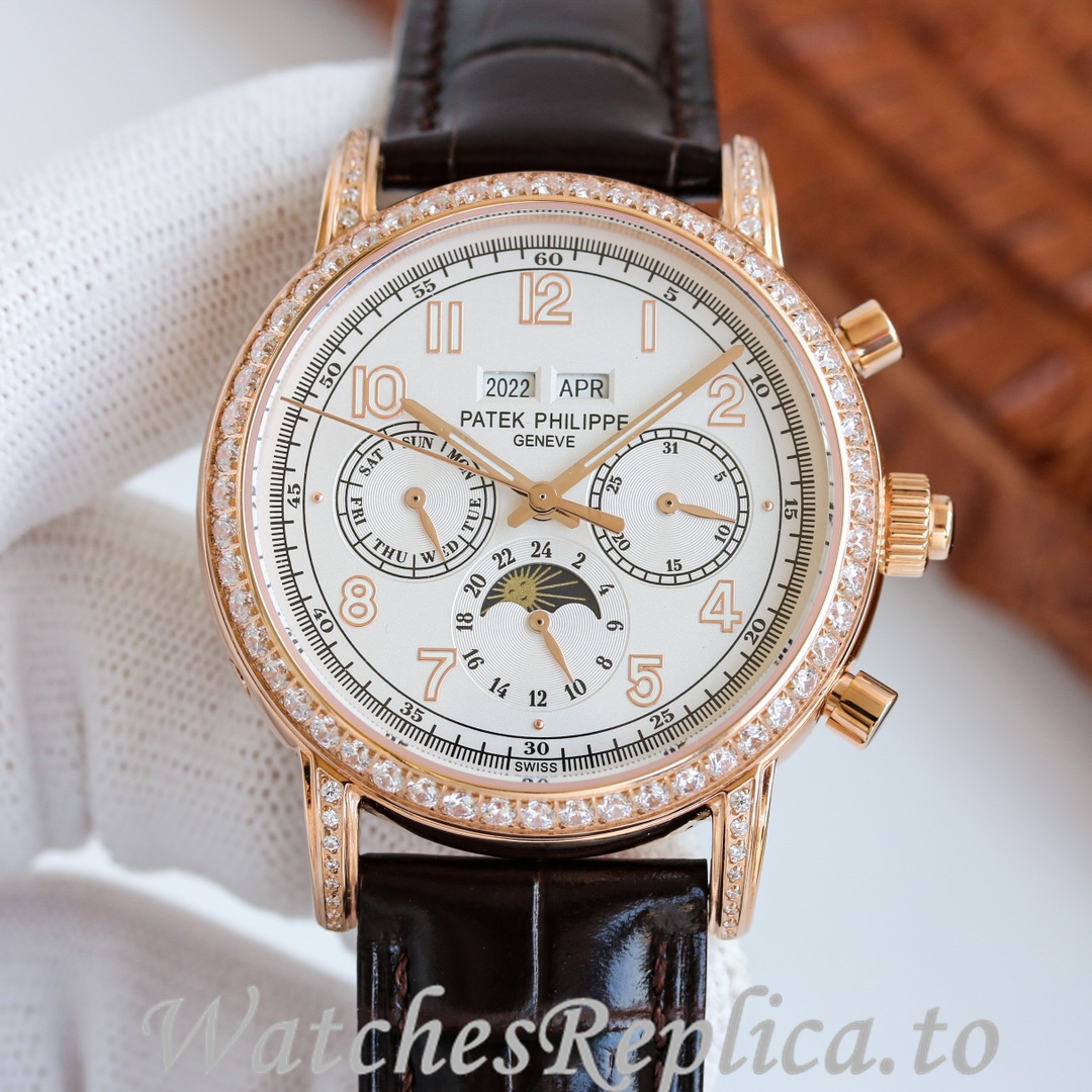 Patek Philippe Replica Complications Leather strap 41MM - WatchesReplica.is
