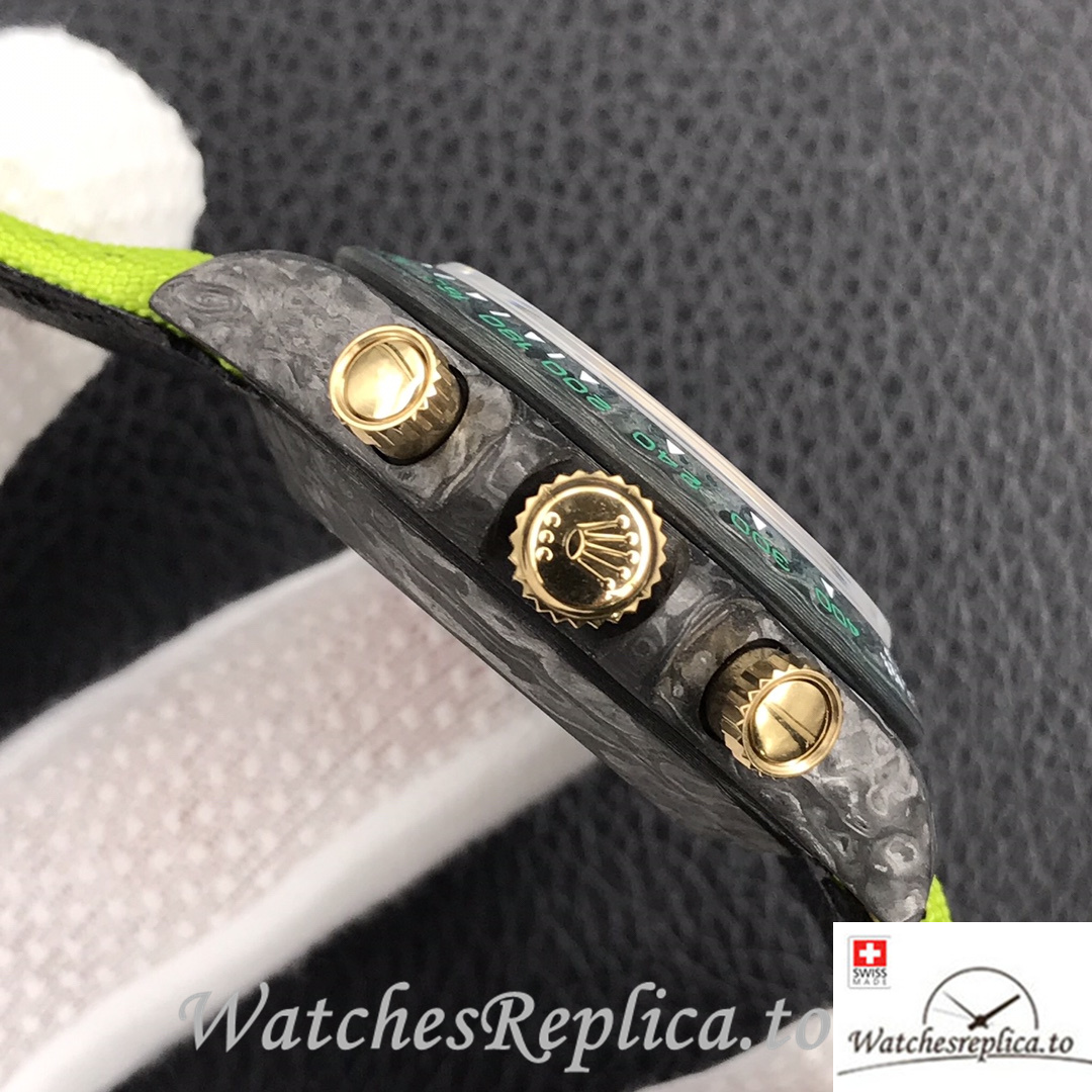 Swiss Rolex Daytona Replica Green Canvas strap 40MM Black Dial - WatchesReplica.is