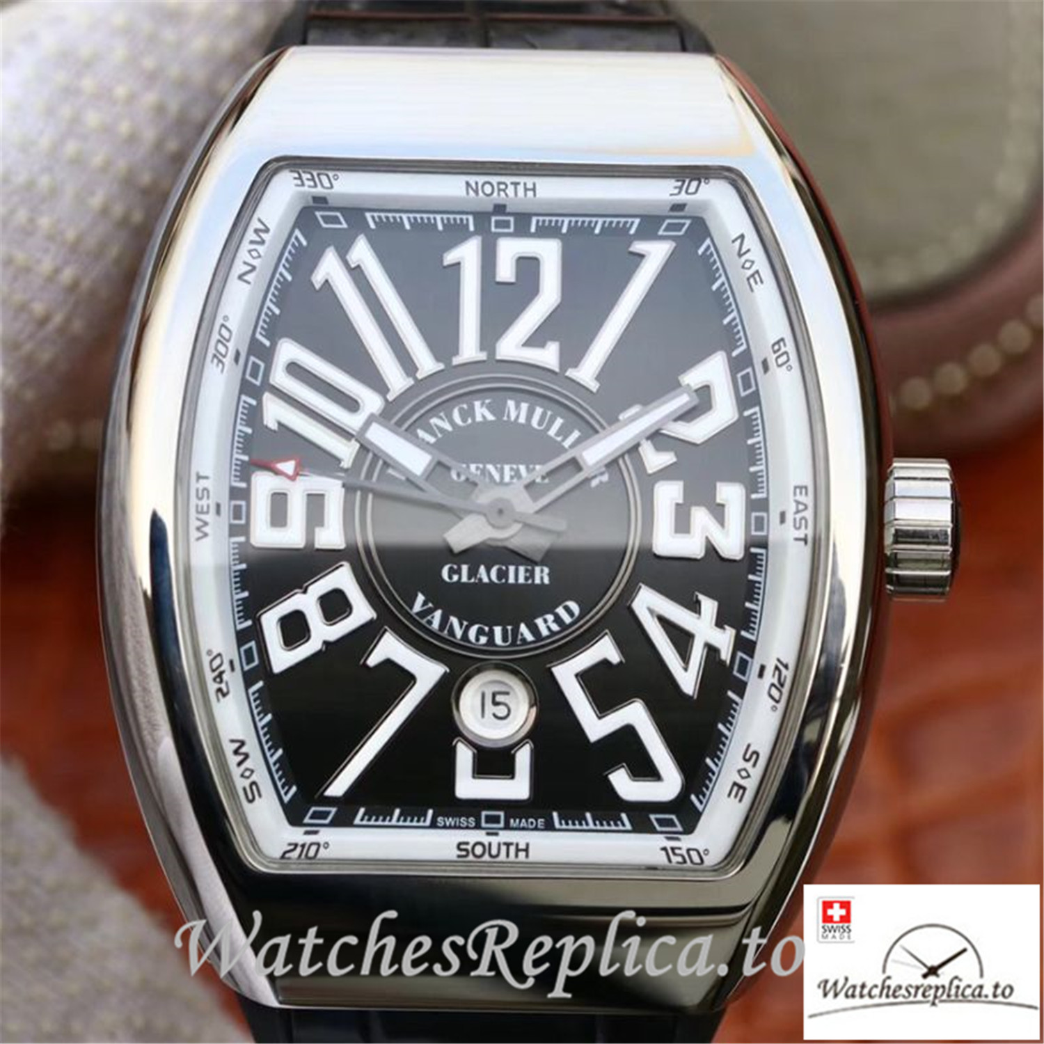 Swiss Franck Muller Vanguard Replica V45-04 Black Strap 45MM - WatchesReplica.is
