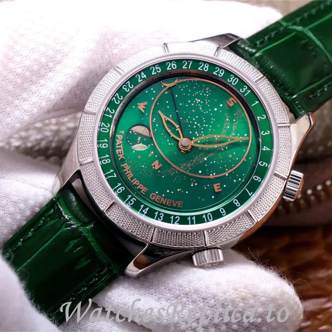 Patek Philippe Replica Complications Leather strap 42MM - WatchesReplica.is