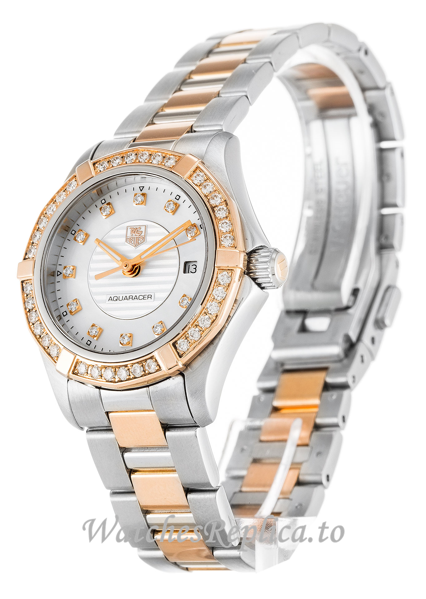 Tag Heuer Aquaracer Mother of Pearl White Diamond Dial WAP1452.BD0837 27 MM - WatchesReplica.is