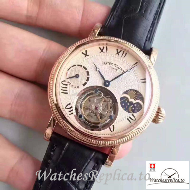 Swiss Patek Philippe Tourbillon Replica Rose Gold Bezel 43MM - WatchesReplica.is