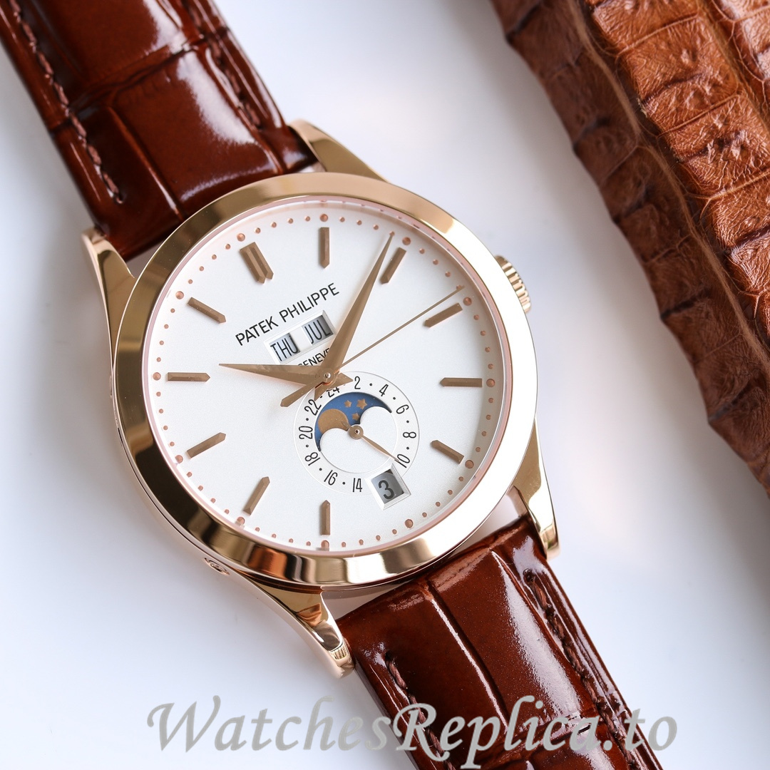 Patek Philippe Replica Complications 5205R Leather strap 38.5MM - WatchesReplica.is