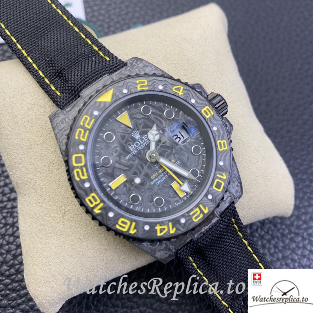 Swiss Rolex GMT Master Electro Carbon Carbon fiber strap 40MM - WatchesReplica.is