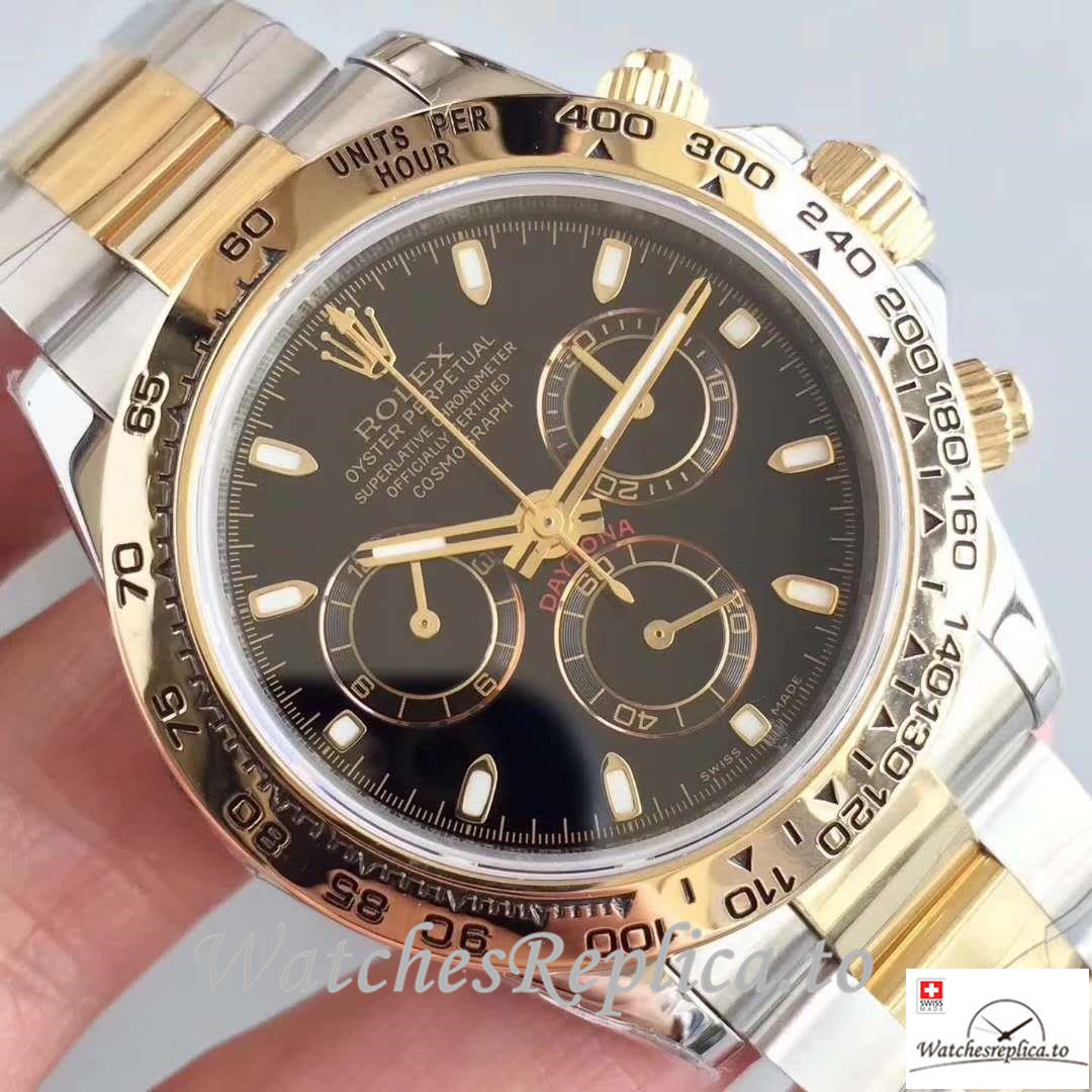 Swiss Rolex Daytona Cosmograph Replica 116503 002 Yellow Gold Strap 40MM - WatchesReplica.is