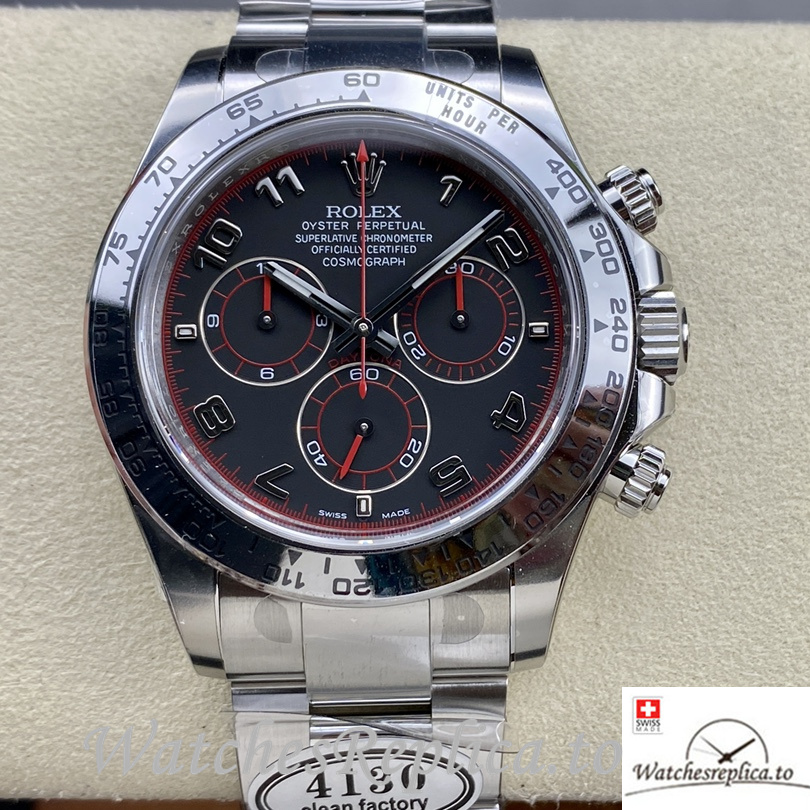 Swiss Rolex Daytona Replica 116509 Stainless steel strap 40MM Black Dial Numbers Marks - WatchesReplica.is