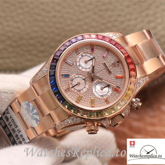 Swiss Rolex Daytona Replica 116595RBOW Rose Gold strap 40MM - WatchesReplica.is