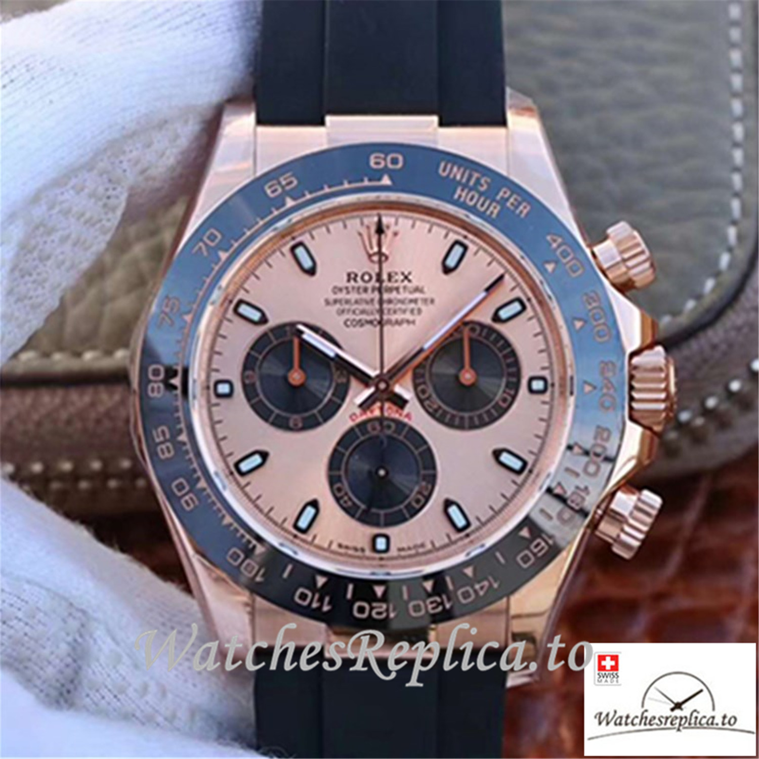 Swiss Rolex Daytona Cosmograph Replica 116515LN 001 Rubber Strap 40MM - WatchesReplica.is