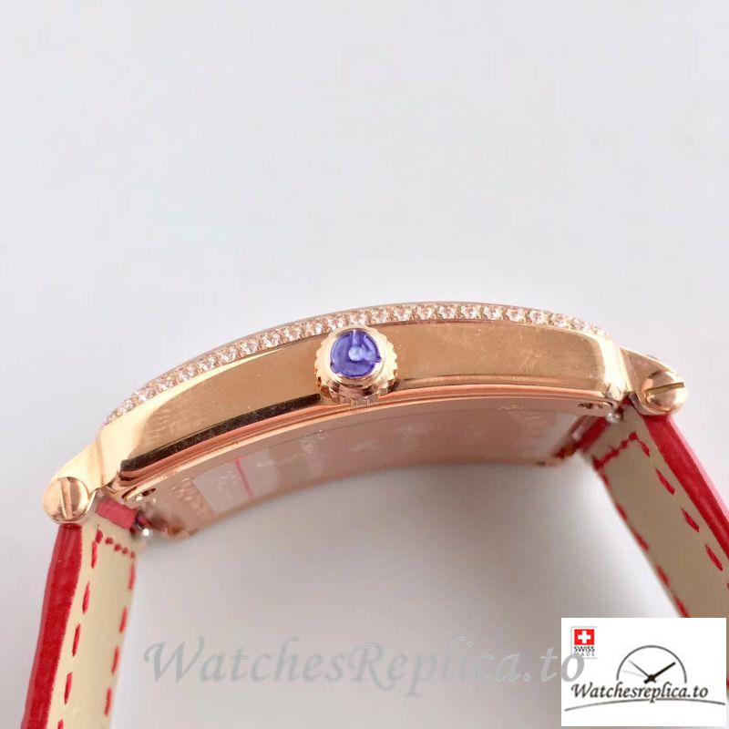 Swiss Franck Muller Long Island Ladies Replica 952 QZ D CD Red Strap 36.5MM×26MM - WatchesReplica.is