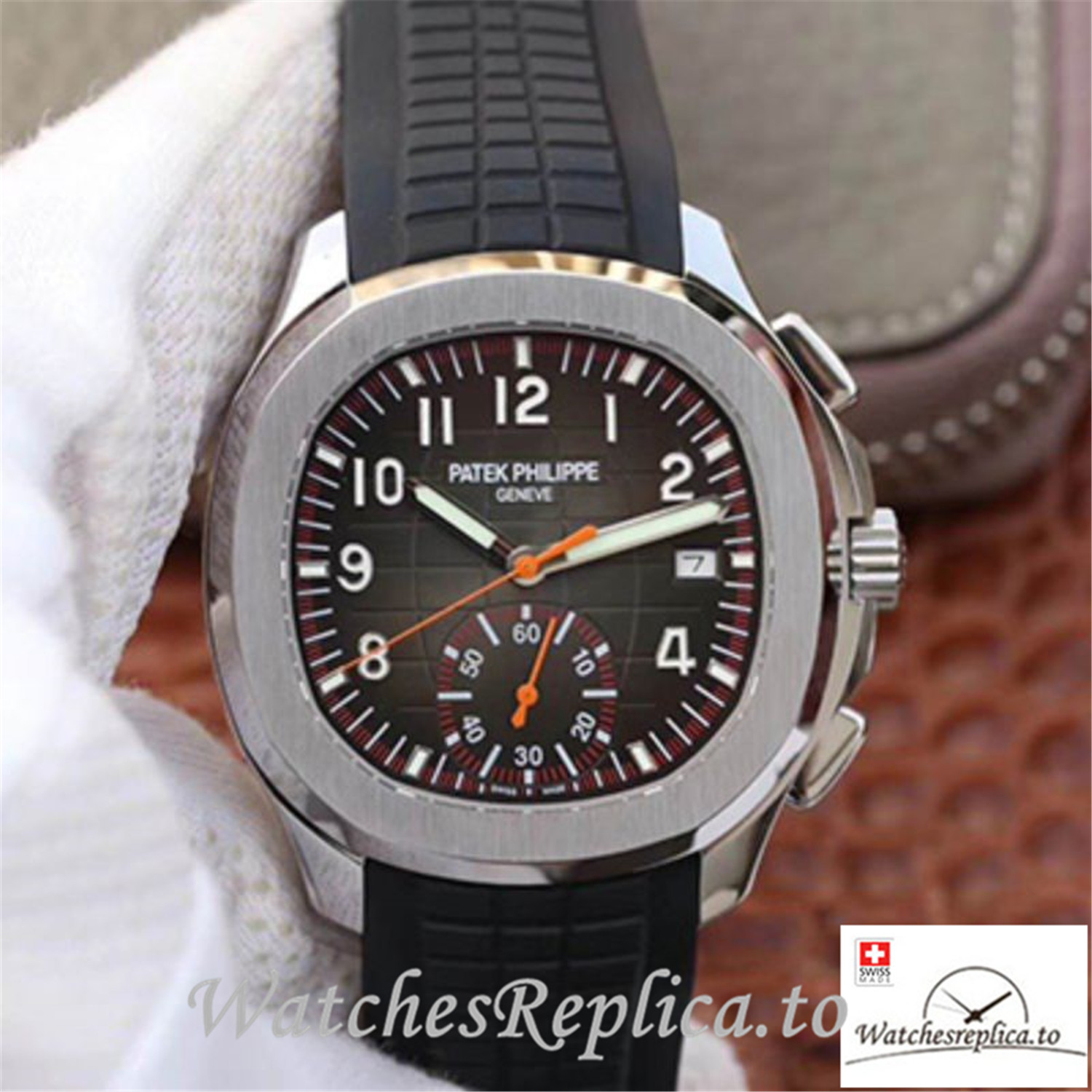 Swiss Patek Philippe Aquanaut Chronograph Replica 5968A-001 Black Strap 42MM - WatchesReplica.is