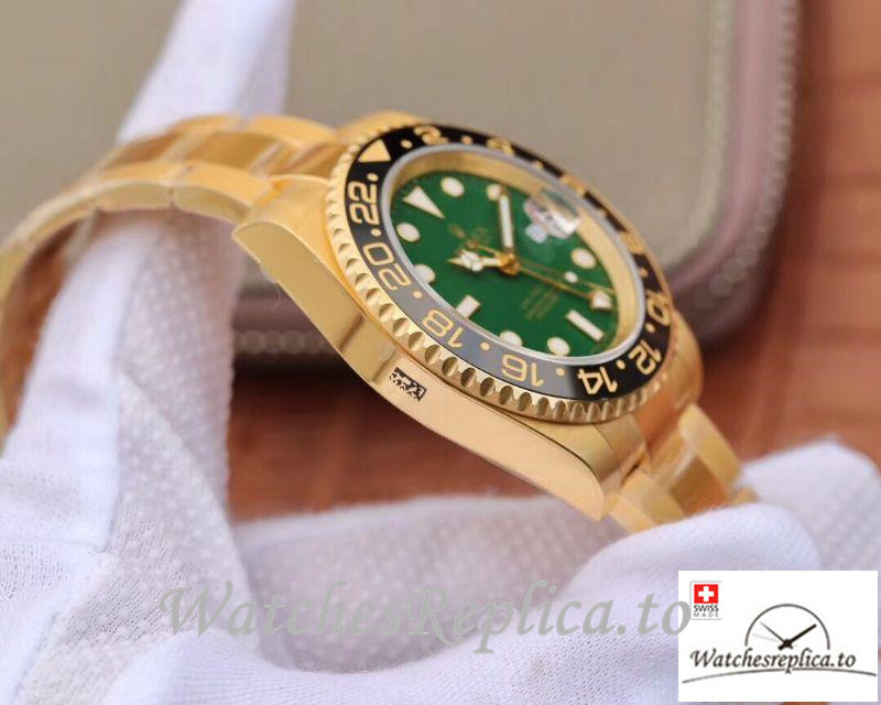 Swiss Rolex GMT Master II Replica 116718LN Gold Strap 40MM - WatchesReplica.is
