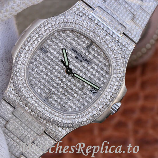 Patek Philippe Replica Nautilus White Gold strap 40MM - WatchesReplica.is