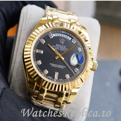 Swiss Rolex Day Date Replica 218238 Yellow Gold strap 40MM - WatchesReplica.is