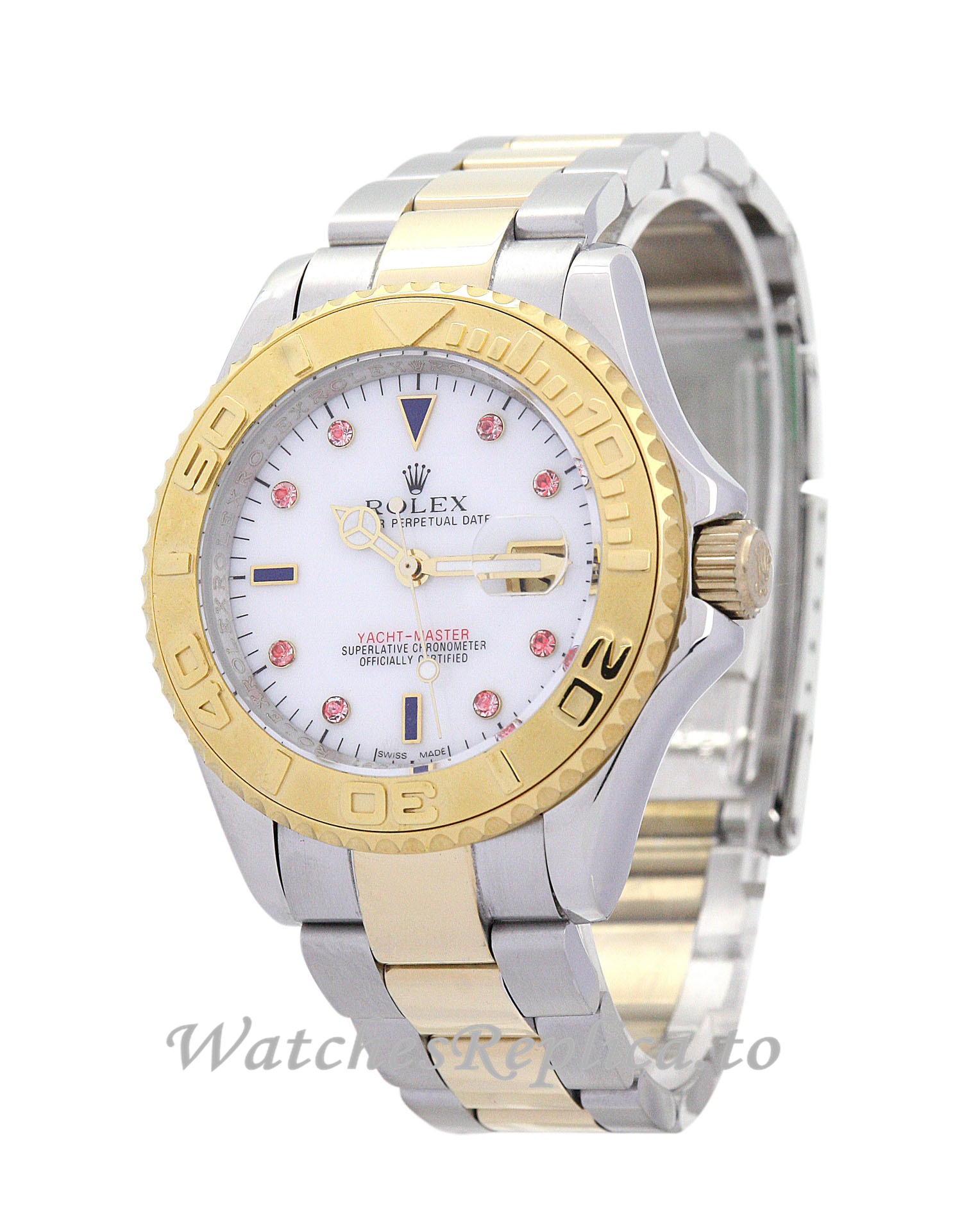 Rolex Yacht Master Red Diamond and White Dial 16623 40MM - WatchesReplica.is