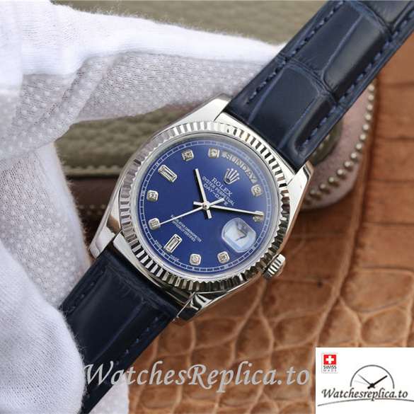 Swiss Rolex Day-Date Replica 118139 Leather strap 36MM - WatchesReplica.is