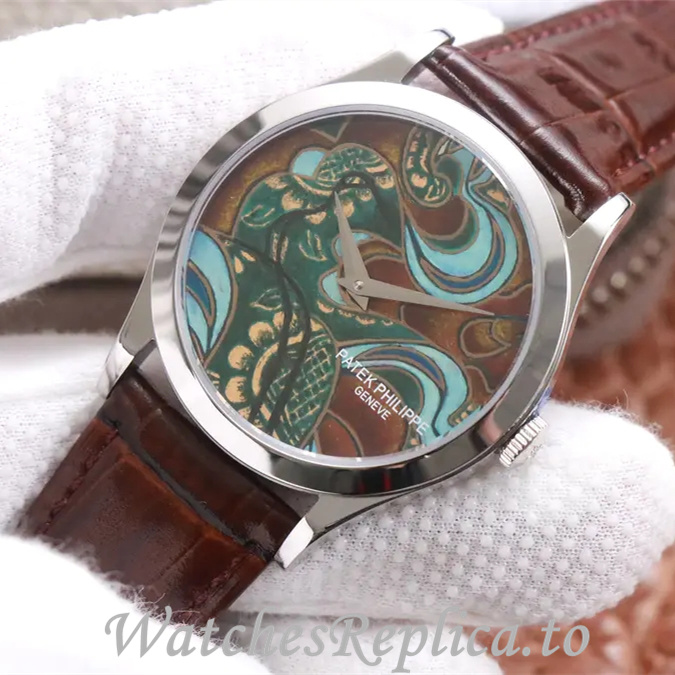 Patek Philippe Replica Calatrava 5077P-103 Leather strap 38.6MM - WatchesReplica.is