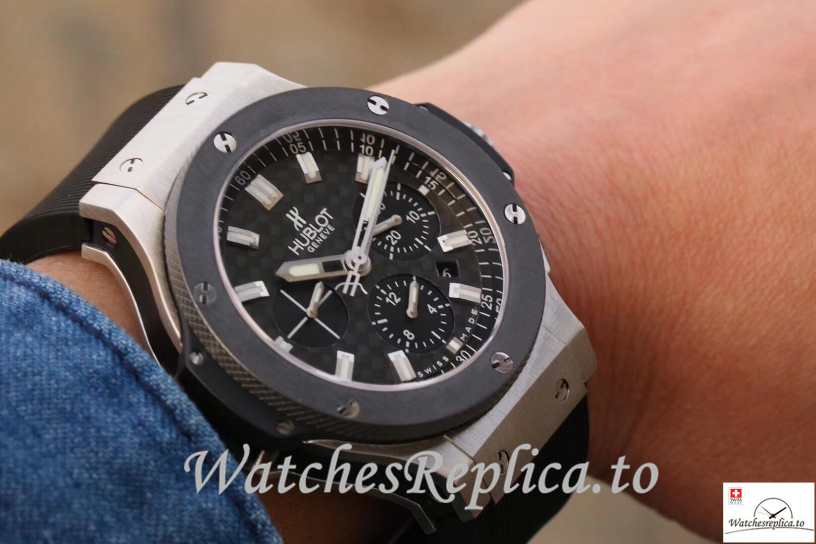 Swiss Hublot Big Bang Steel Ceramic Replica 301.SB.131.RX Black Strap 44MM - WatchesReplica.is