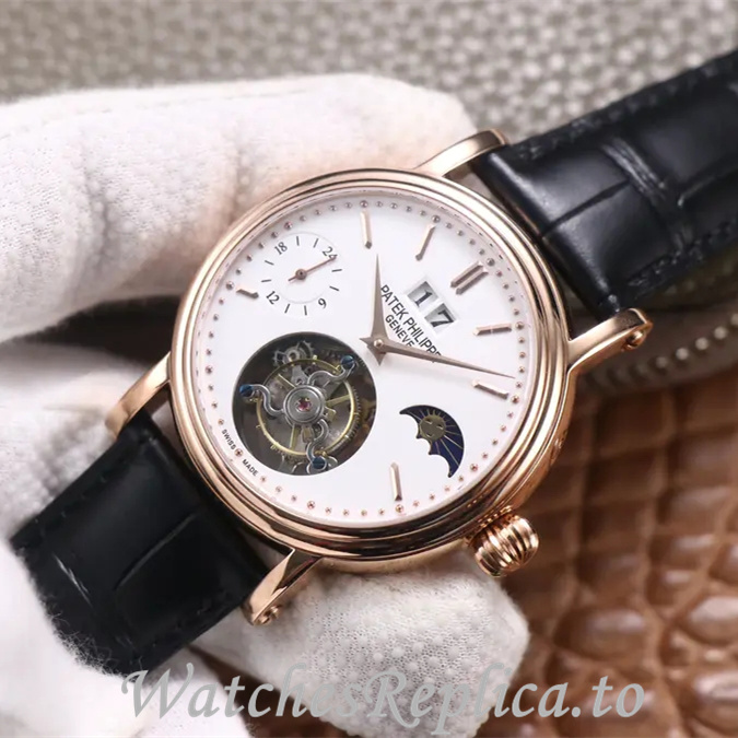 Patek Philippe Replica Complications Leather Rubber strap 42MM - WatchesReplica.is