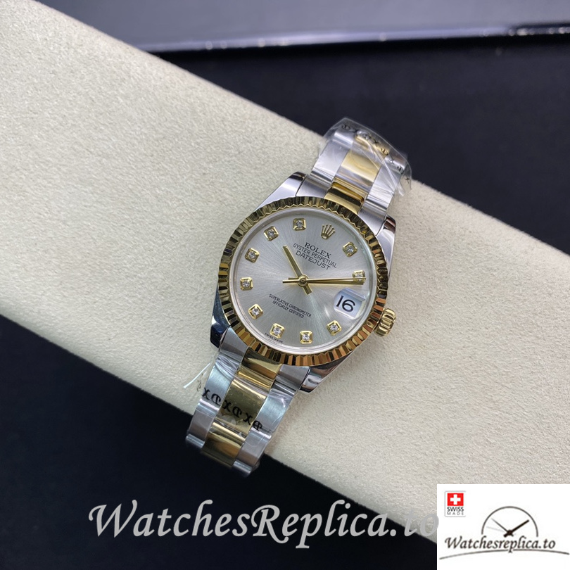 Swiss Rolex Datejust Replica 178384 Stainless steel strap 31MM Silver Dial - WatchesReplica.is