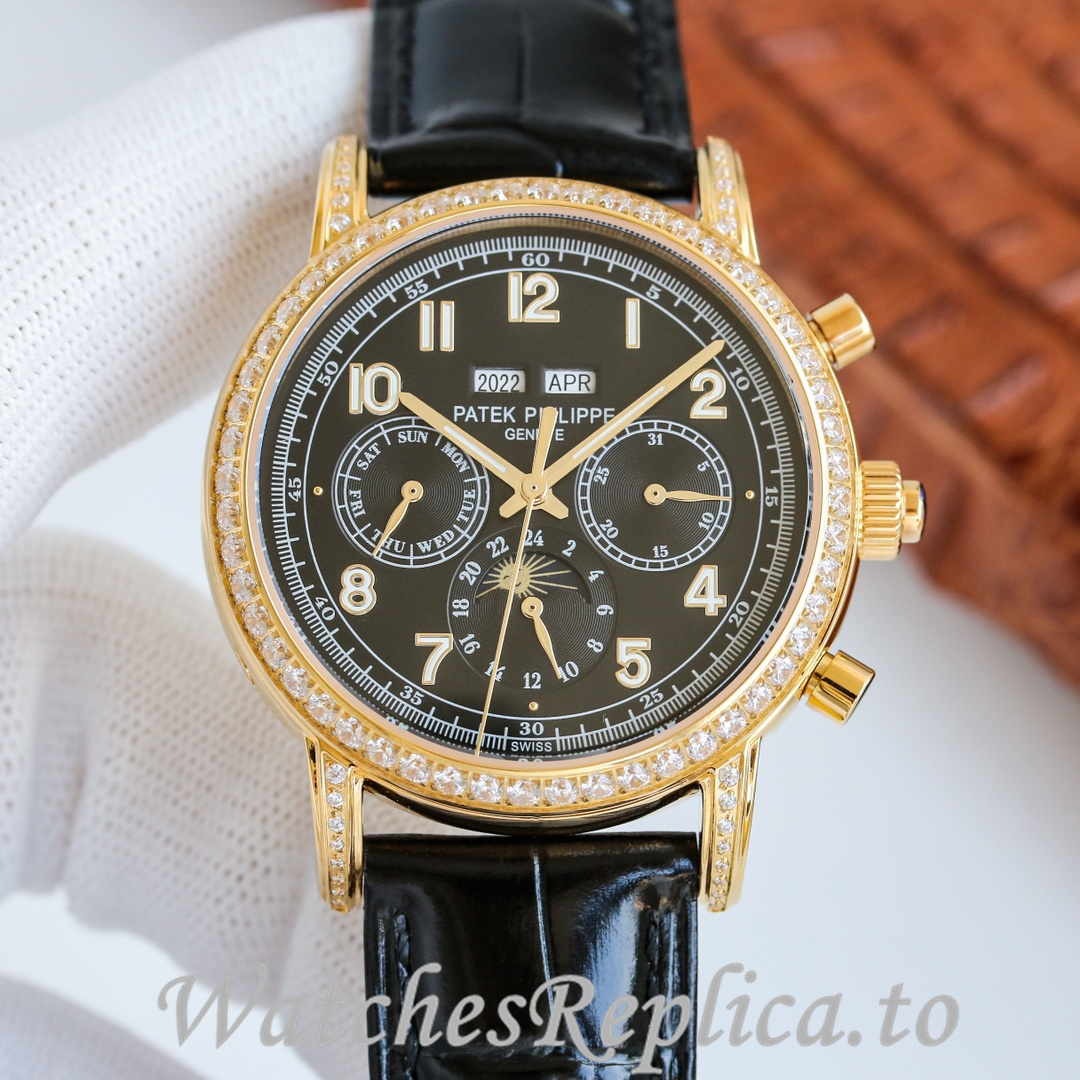 Patek Philippe Replica Complications Leather strap 41MM - WatchesReplica.is