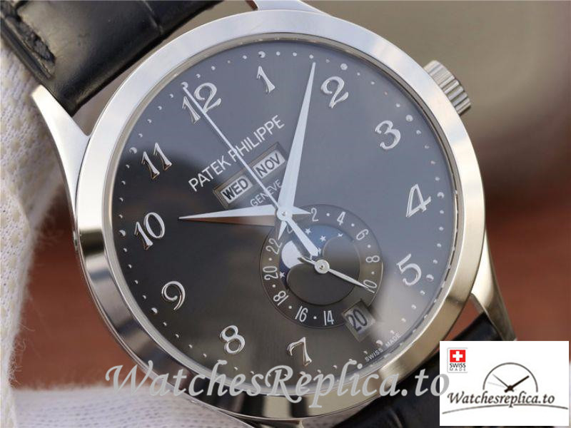 Swiss Patek Philippe Complications Annual Calendar Replica 5396G-014 Black Strap 38MM - WatchesReplica.is