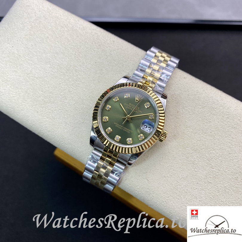 Swiss Rolex Datejust Replica 178384 Stainless steel strap 31MM Green Dial - WatchesReplica.is