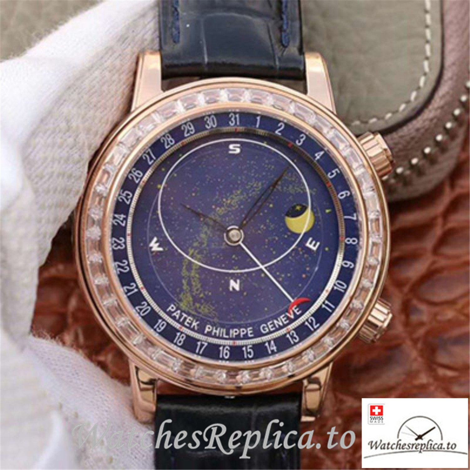 Swiss Patek Philippe Grand Complications Replica 6103P-001 Black Strap 43MM - WatchesReplica.is