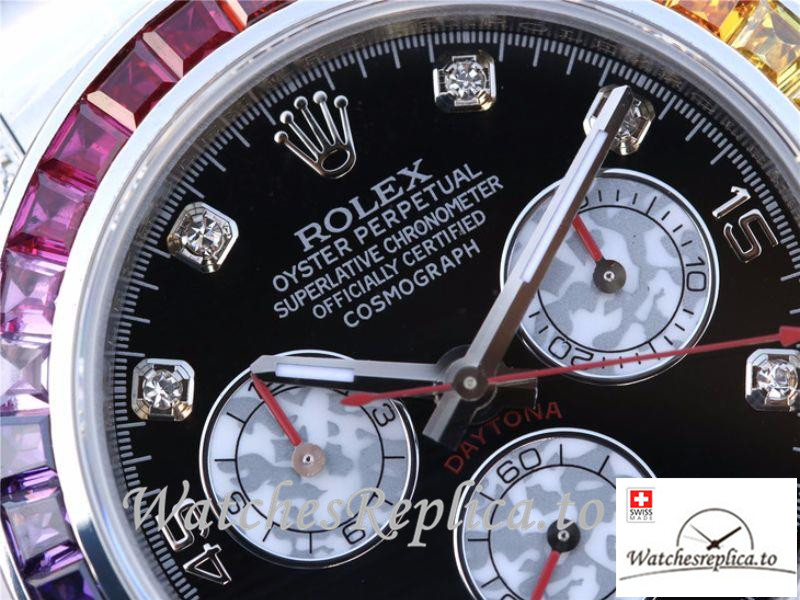 Swiss Rolex Daytona Cosmograph Rainbow Replica 116595RBOW Silver Strap 40MM - WatchesReplica.is