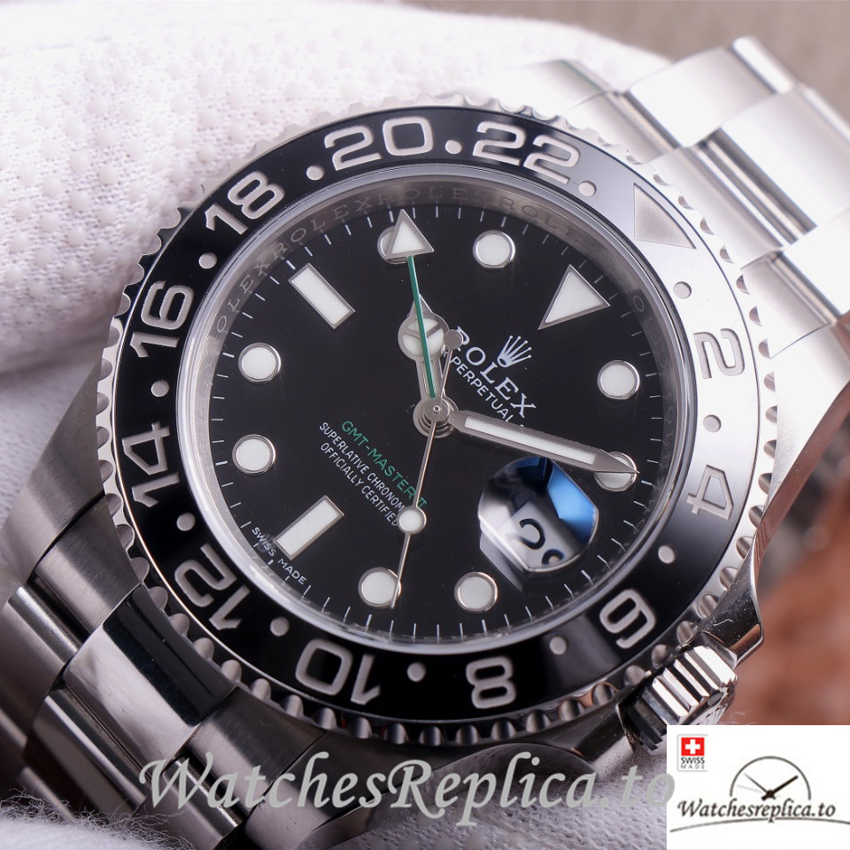Swiss Rolex GMT Master Replica 126710 Stainless steel strap 40MM Black Dial - WatchesReplica.is