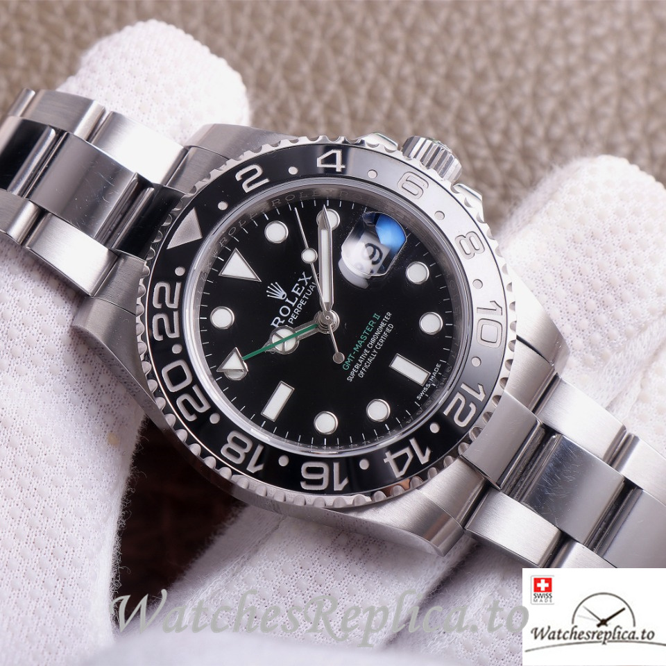 Swiss Rolex GMT Master Replica 126710 Stainless steel strap 40MM Black Dial - WatchesReplica.is