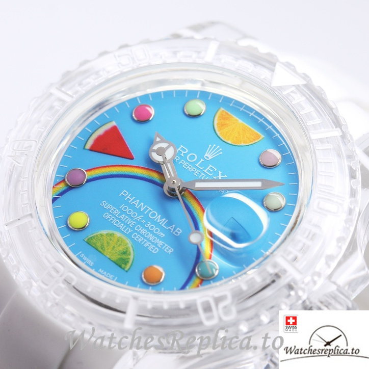 Swiss Rolex Submariner Replica Rubber strap 40MM PHANTOMLAB&ROLEX Blue Dial - WatchesReplica.is