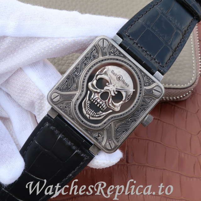 Bell Ross Replica Aviation BR01 Leather strap 46MM - WatchesReplica.is