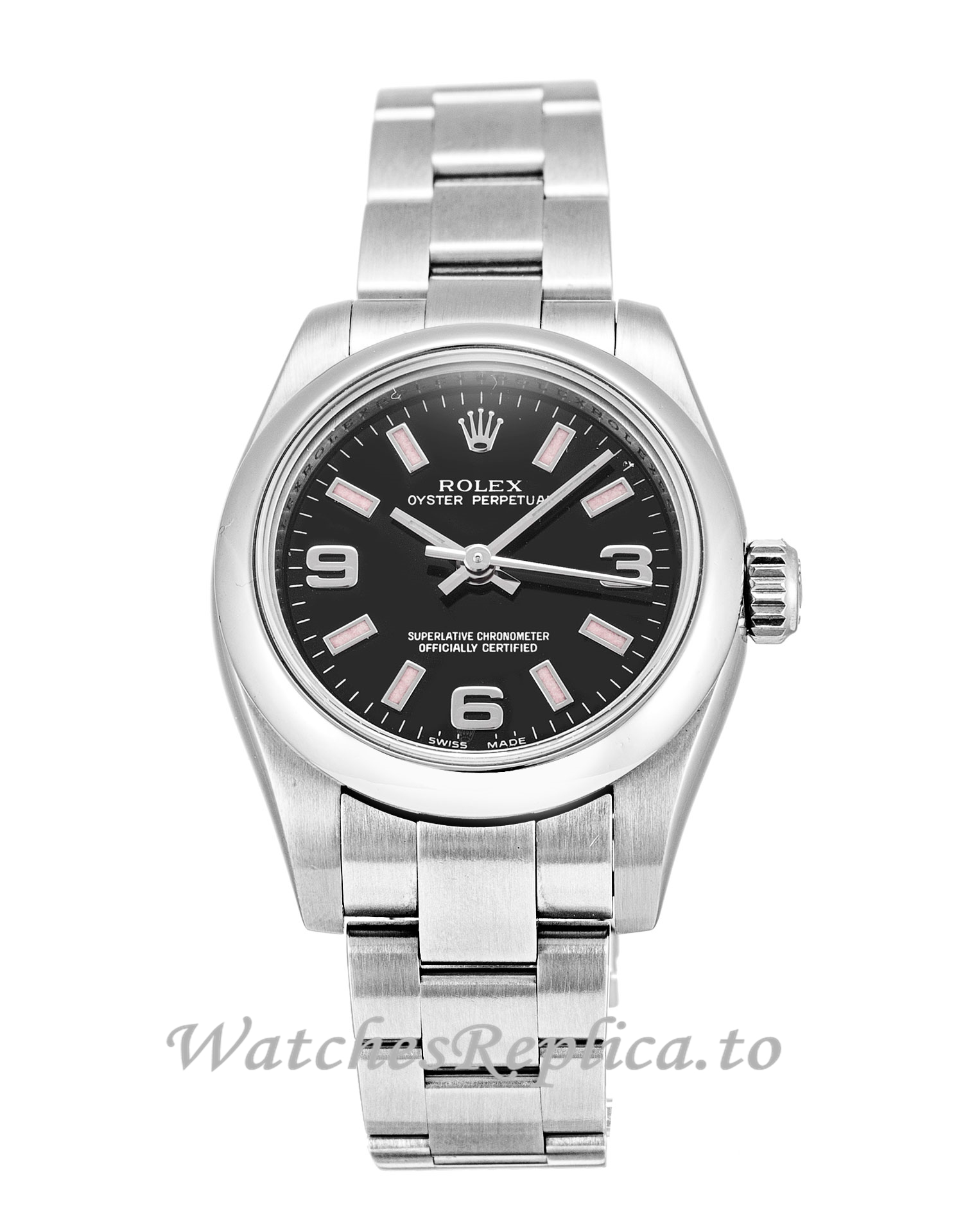 Rolex Lady Oyster Perpetual Black Dial 176200-26 MM - WatchesReplica.is