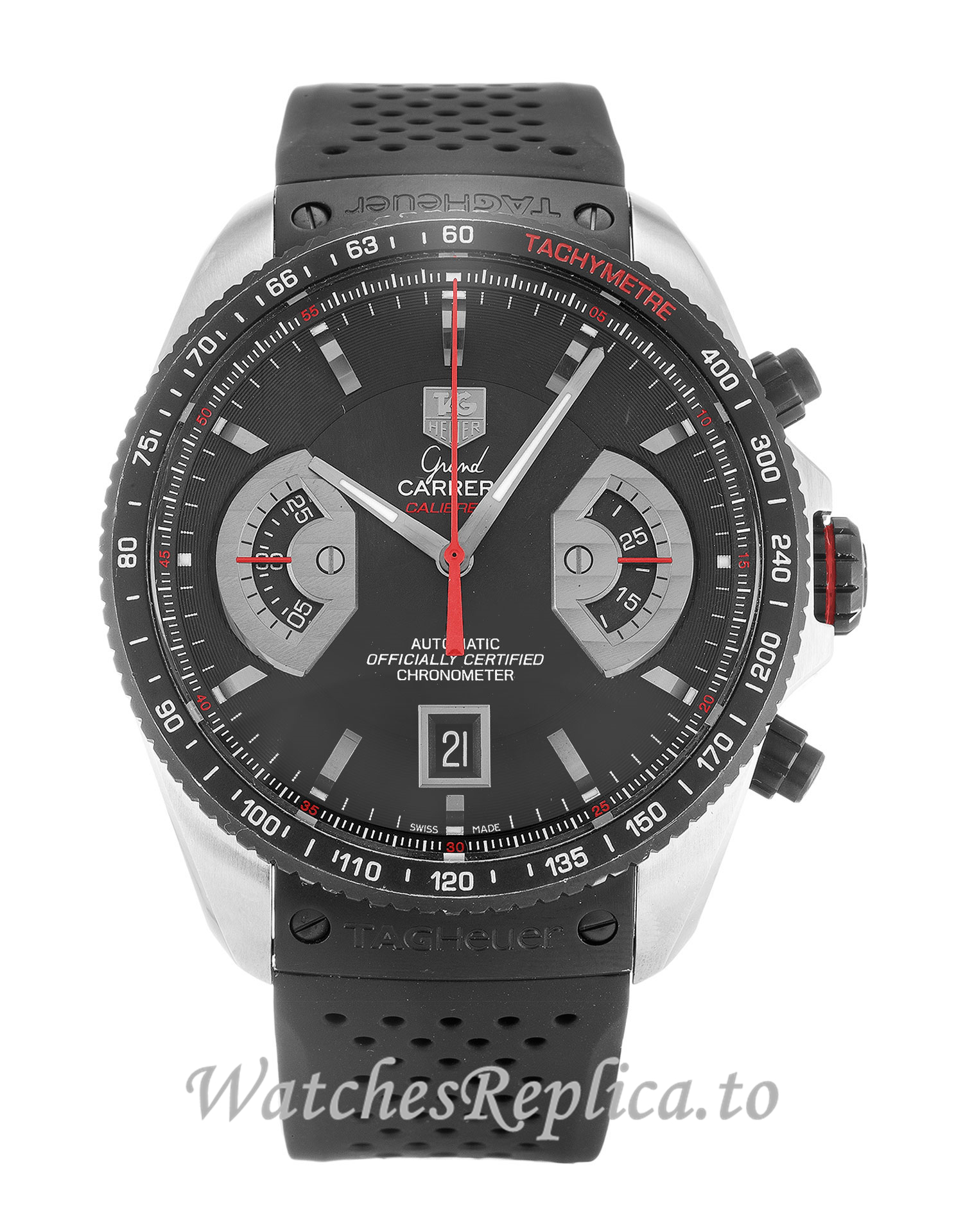 Tag Heuer Grand Carrera Black Dial CAV511C.FT6016 43 MM - WatchesReplica.is