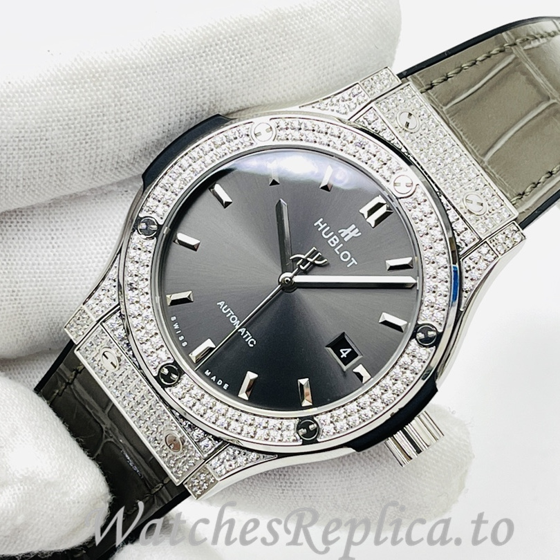 Hublot Replica Big Bang Sang Bleu Leather strap 42MM - WatchesReplica.is