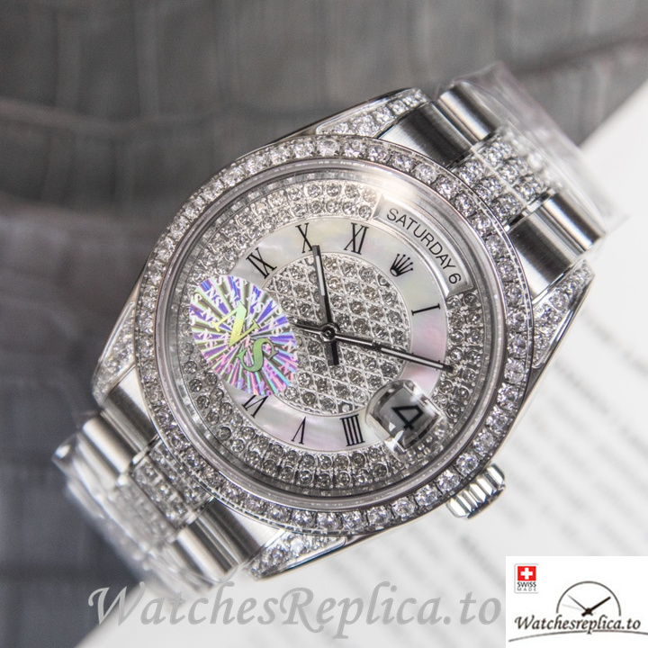 Swiss Rolex Day Date Replica Stainless steel strap 40MM - WatchesReplica.is