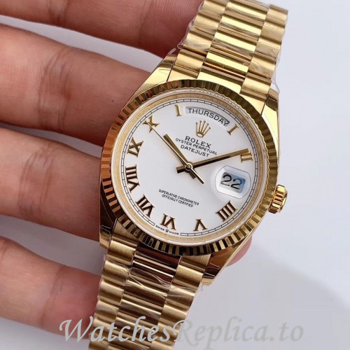 Swiss Rolex Day Date Replica 128238 Yellow Gold strap 36MM - WatchesReplica.is