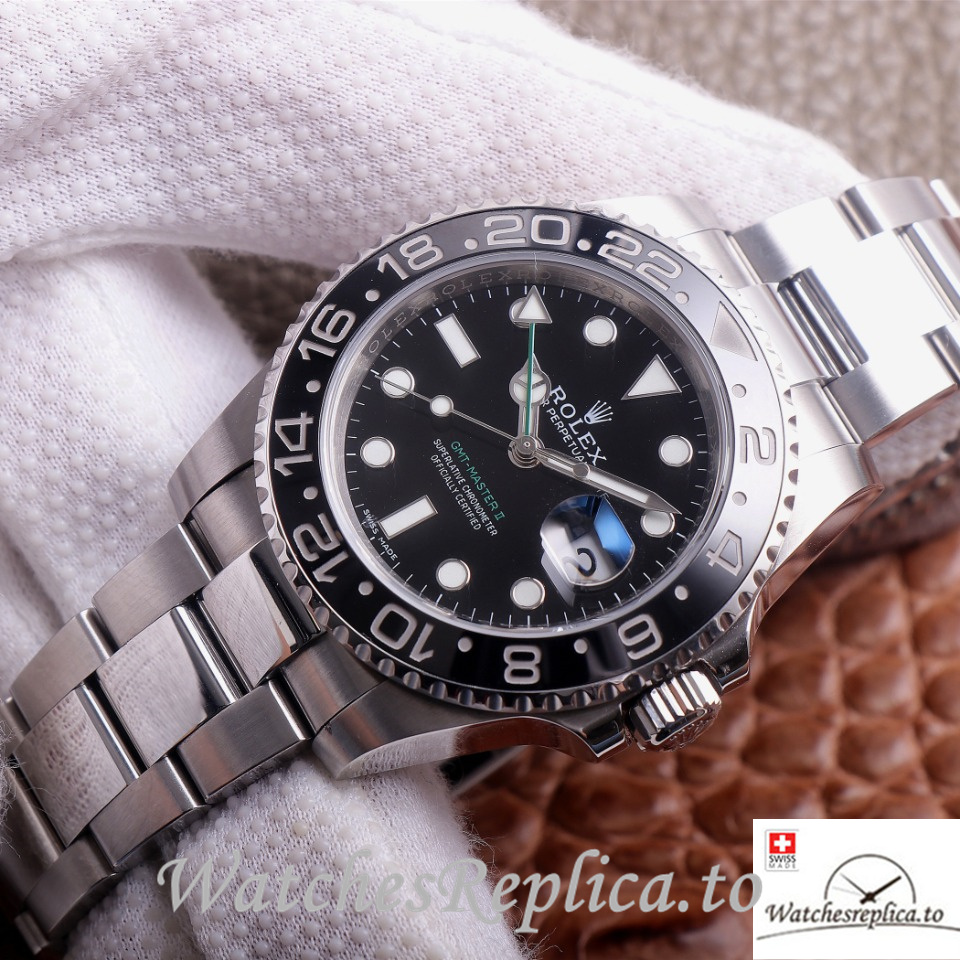 Swiss Rolex GMT Master Replica 126710 Stainless steel strap 40MM Black Dial - WatchesReplica.is