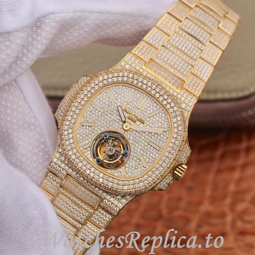 Patek Philippe Replica Nautilus Yellow Gold strap 40MM - WatchesReplica.is