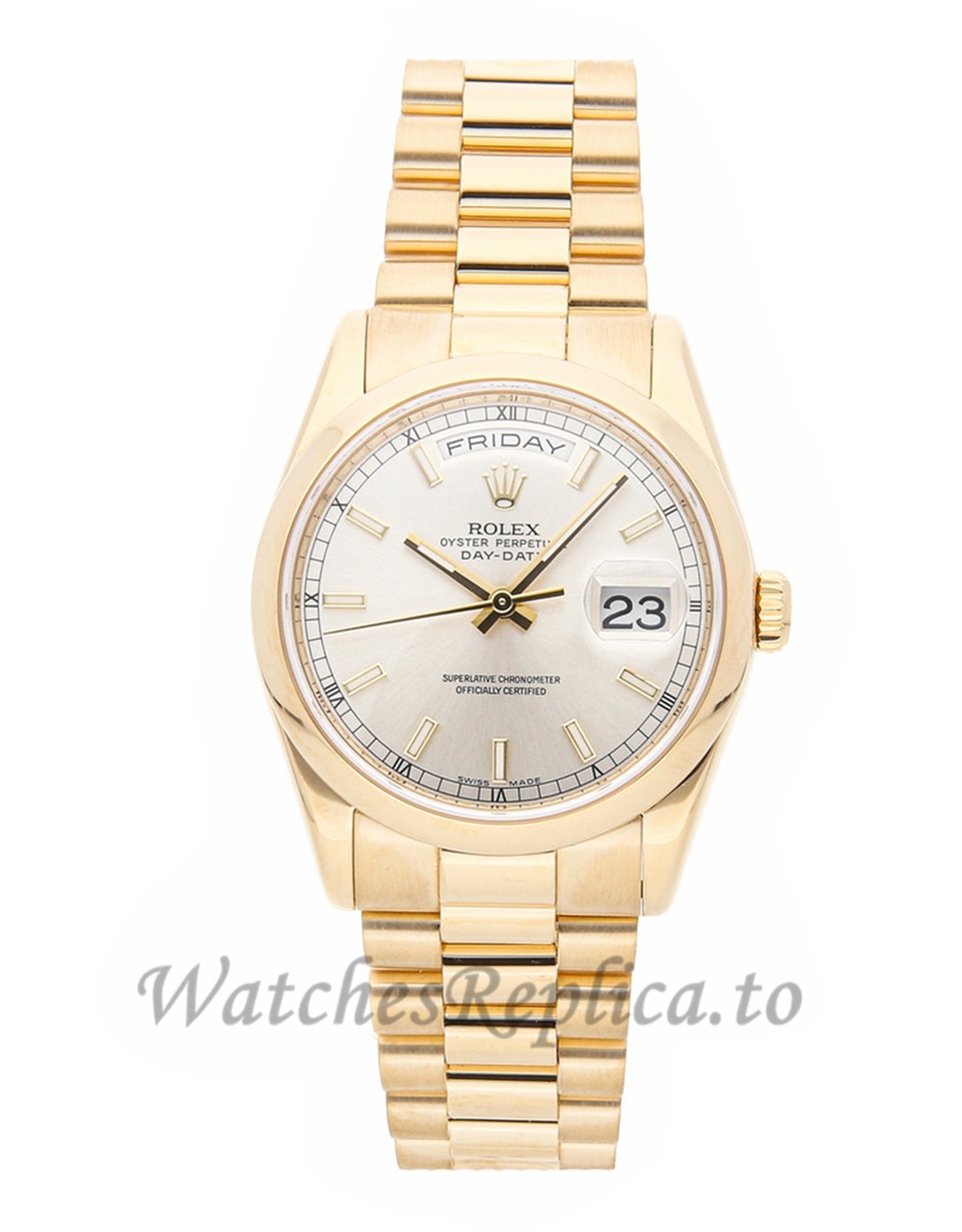 Rolex Replica Day-Date Gold Case 118208 - WatchesReplica.is