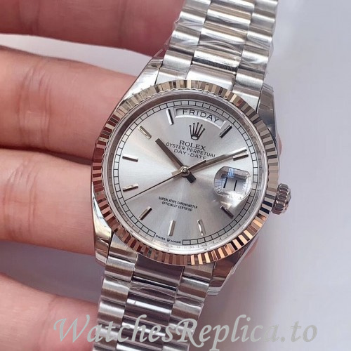 Swiss Rolex Day Date Replica 128239 Stainless steel strap 36MM - WatchesReplica.is