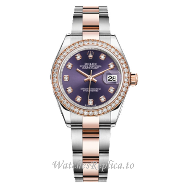 Replica Rolex Datejust M279381RBR-0016 28MM Rose Gold strap Ladies Watch - WatchesReplica.is