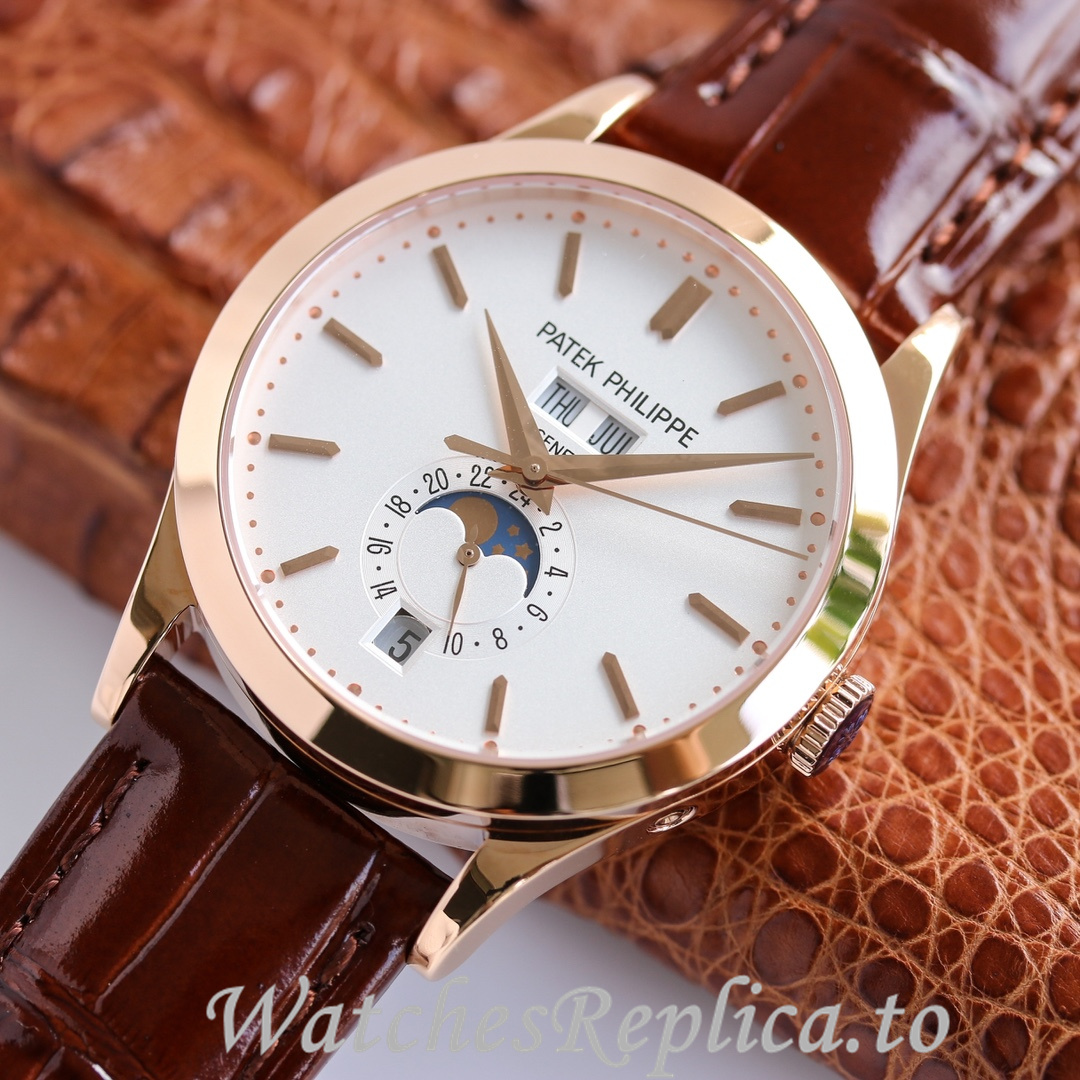 Patek Philippe Replica Complications 5205R Leather strap 38.5MM - WatchesReplica.is