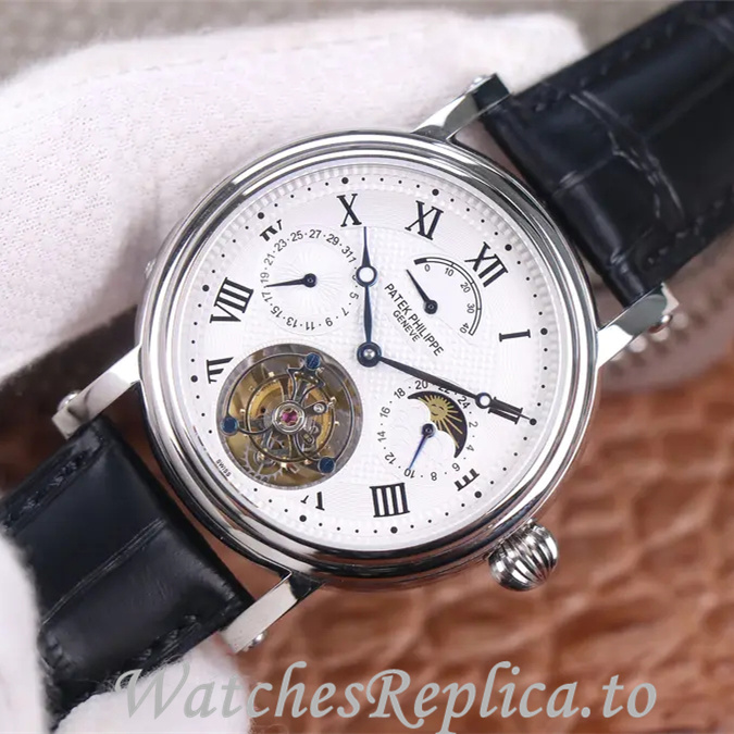 Patek Philippe Replica Complications Leather strap 42MM - WatchesReplica.is