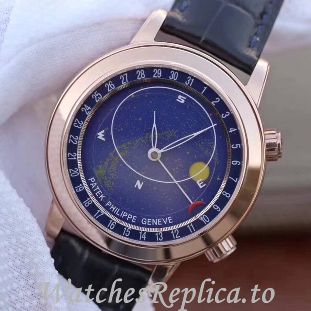 Patek Philippe Replica Complications 6102 Leather strap 44MM - WatchesReplica.is