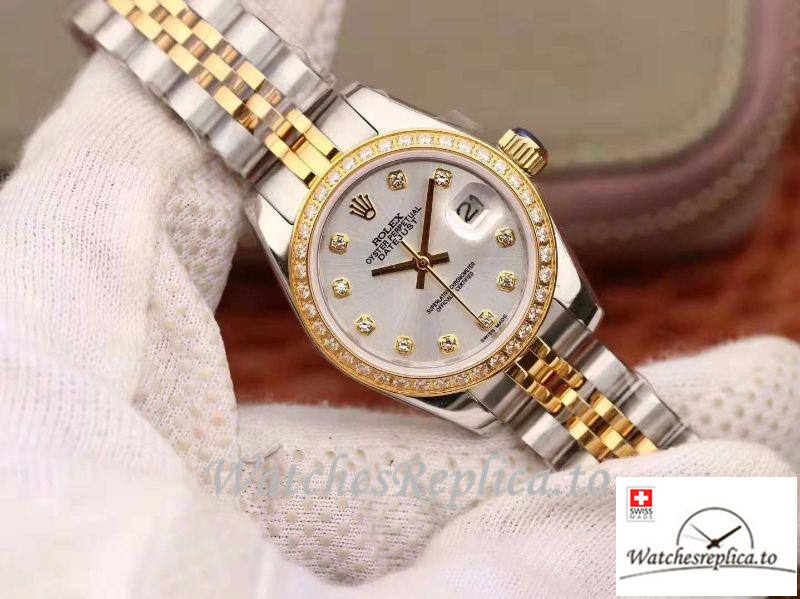Swiss Rolex Datejust Replica 19966 Silver Dial 28MM - WatchesReplica.is