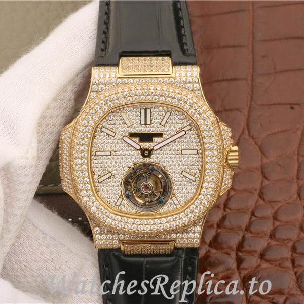 Patek Philippe Replica Nautilus Leather strap 40MM - WatchesReplica.is